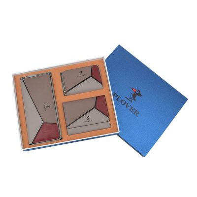 啄木鸟 前卫女士手包钱包卡包三件套 时尚几何拼色商务礼盒GD81217-3NH