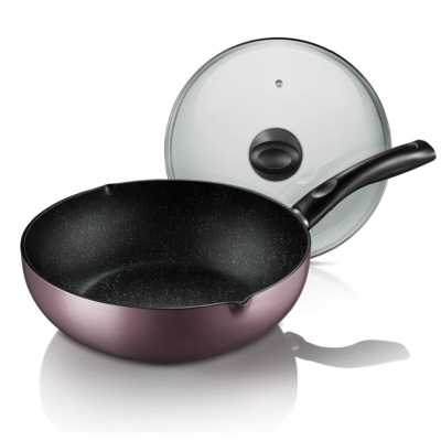 美的(Midea)不粘锅麦饭石色炒锅 28cm淡雅紫 MP-CJ28WOK301A