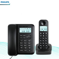 飞利浦(PHILIPS)数字无绳电话机 无线座机 子母机 办公 屏幕白色背光 DCTG167一拖一黑色