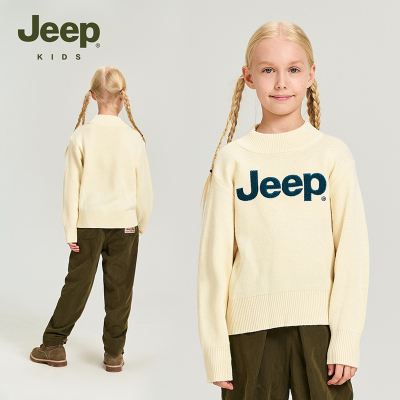 Jeep童装儿童羊毛衫新品保暖高领针织衫男女童加厚毛衣