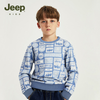 Jeep儿童卫衣2023秋装新款中大童男字母印花圆领套头长袖上衣 P323BH1063