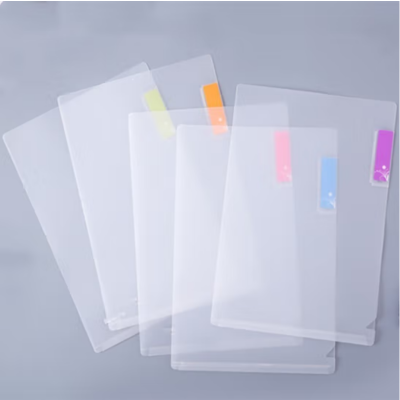绿文A4L型文件套文件袋磨砂透明单页夹 E316带分类标签 白色 10个装