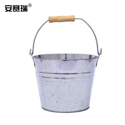 安赛瑞 25101 白铁皮水桶 5L 镀锌铁桶加厚铁皮桶提水桶圆桶 便携手提油漆桶沙桶 建筑消防工地园艺桶(单位:个)