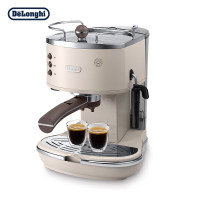 德龙(Delonghi)咖啡机 复古系列半自动咖啡机 家用意式浓缩 泵压式不锈钢锅炉 ECO310.VGR 奶油白