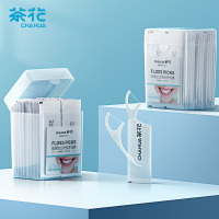 茶花 牙线棒独立包装50支细滑圆线清洁齿缝护齿便捷护理牙签*5盒