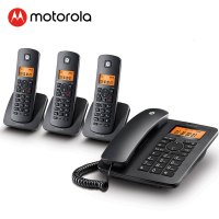 摩托罗拉(MOTOROLA)C4203C 数字无绳电话机 无线座机 子母机办公家用 (黑色)一拖三