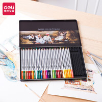 得力(deli)6522大师彩铅铁盒 水溶性彩色铅笔 学生美术专业手绘涂色绘画笔套装(附毛笔)36色