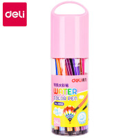 得力(deli)6954六角细杆水彩笔 儿童可水洗创作画笔学生绘画彩虹筒24色 粉色