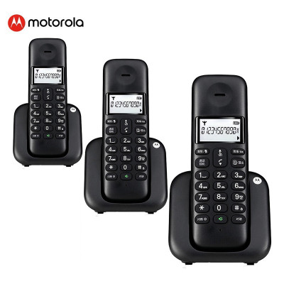 摩托罗拉(MOTOROLA)T301C数字无绳电话机 无线座机 单机 大屏幕白色背光 清晰免提 黑色 一拖二
