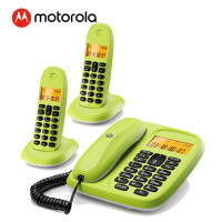 摩托罗拉(MOTOROLA)CL102C数字无绳电话机 无线座机 子母机 办公家用 大屏幕 青柠色 一拖二
