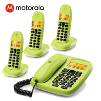 摩托罗拉(MOTOROLA)CL103C数字无绳电话机 无线座机 子母机 办公家用 大屏幕 青柠色 一拖三