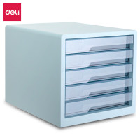 得力(deli)PB100文件柜5层彩色时尚桌面文件柜 A4资料收纳柜/档案柜 蓝色