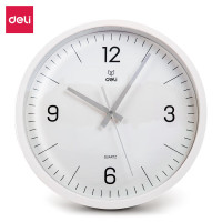 得力(deli)9005S-WH挂钟 简约时尚客厅创意钟表 31cm 白色