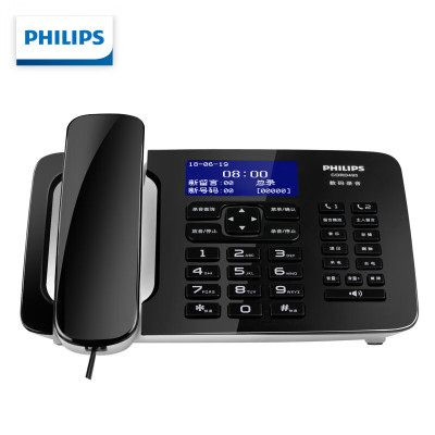 飞利浦(Philips)CORD495录音电话机 自动录音1000小时 16G 中文菜单 黑色