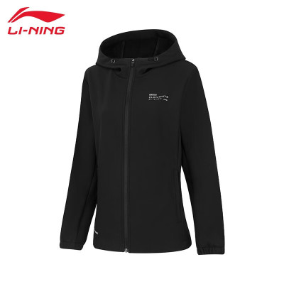 李宁 (LI-NING) 保暖防泼水运动风衣女子23新款运动套装AFDT746 黑色 M