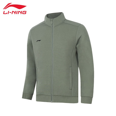 李宁(LI-NING)卫衣男子健身系列新款开衫无帽外套套装AWDT989 灰绿色-9