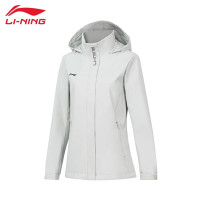 李宁(LI-NING) 防泼水运动 风衣女子新款运动外套套装AFDT748 川石灰 L 码