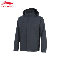 李宁(LI-NING) 防泼水运动风衣男子新款运动外套套装 AFDT753 冷檀黑 S 码