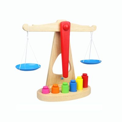 木制仿真天平枰玩具儿童称重平衡积木叠叠乐木质砝码教学天平秤益智早教玩具