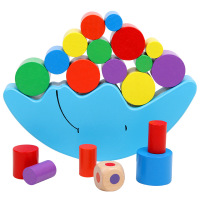 木质月亮平衡积木圆柱体堆堆高叠叠乐玩具早教儿童叠叠高训练拼搭搭建叠高塔玩具