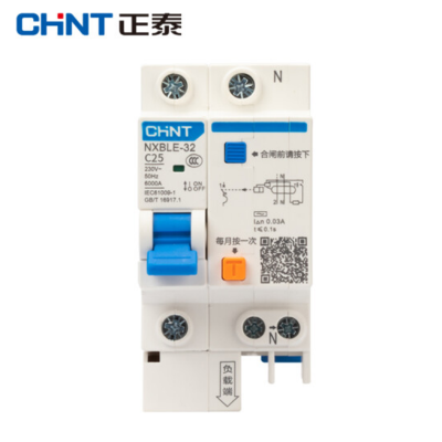 正泰(CHNT) 漏电保护器 NXBLE-32-1P+N C25 30mA 6kA