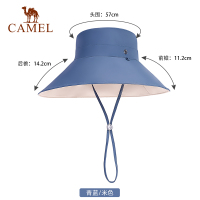 骆驼(CAMEL)双面大沿渔夫帽防晒帽 A1S3PX103 青蓝/米色