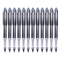 三菱(Uni)走珠笔0.5mm太空抗压签字笔学生考试水笔UB-205黑色12支装