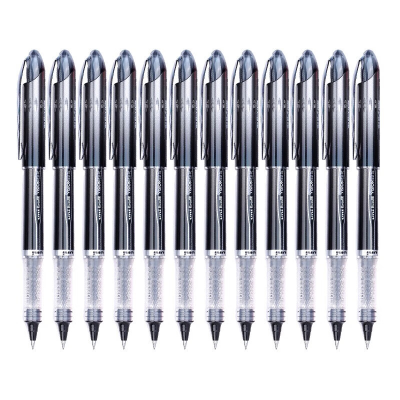 三菱(Uni)走珠笔0.5mm太空抗压签字笔学生考试水笔UB-205黑色12支装
