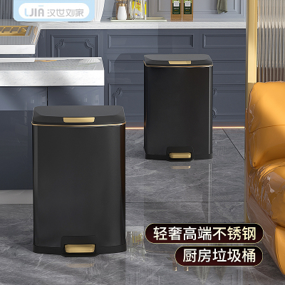 垃圾桶家用2023新款厨房专用大容量卫生间带盖客厅厕所不锈钢商用-18L月光银-【内外双桶/缓冲】大容量厨房
