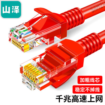 山泽(SAMZHE)超五类网线 CAT5e类高速百兆网线 5米 工程/宽带电脑家用连接跳线 红色 WXH-050C