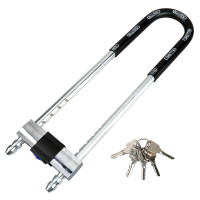 赛拓(SANTO)高强度抗剪防撬U型锁安全锁 双开玻璃门锁 电动车锁 加长款