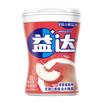 益达(Extra)木糖醇无糖口香糖 清香蜜桃 约40粒56g 单瓶装 办公室休闲零食(新旧包装随机发)(单位:瓶)