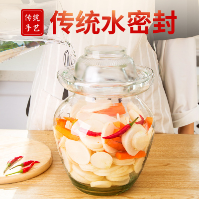 天喜(TIANXI)玻璃泡菜坛子家用加厚密封罐透明大容量咸菜罐泡酒瓶罐腌菜坛子 5斤装