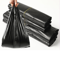 庄太太[32*52cm100个]手提式垃圾袋加厚黑色背心带提手的特厚塑料小号厨余厨房大号