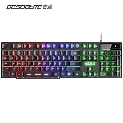 吉选(GESOBYTE)KB860 键盘 机械手感键盘 有线键盘 游戏键盘 彩虹背光 笔记本台式电脑键盘 黑色