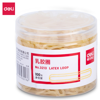 得力100g办公耐用乳胶圈/橡皮筋/橡胶圈/牛皮筋 财务用品 办公用品 3213(5桶装)