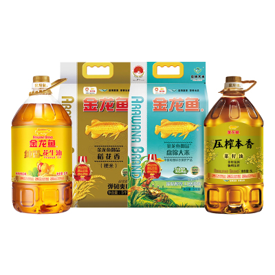 金龙鱼纯米油品质套餐(压榨本香菜籽油5L*2、纯香花生油5L*1、御品稻花香大米5kg*2、御品东北盘锦大米5kg*2)