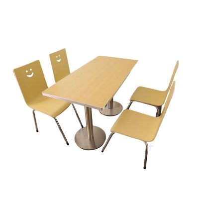 安尔雅 原木大板木质食堂餐桌带椅子一桌四椅 1200*700*750mm 一套