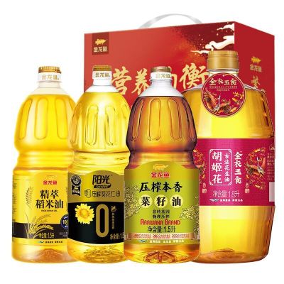 金龙鱼 金玉满堂食用油礼盒B款6.3L(金衣玉食1.8L+稻米油1.5L+葵花油1.5L+菜籽油1.5L)