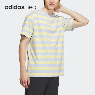 阿迪达斯(adidas)2023夏季新款男女NEO条纹运动短袖