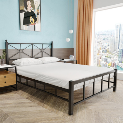 华普思铁艺床双人床1.2米铁床出租房家用公寓单人床单层1.5米铁架床