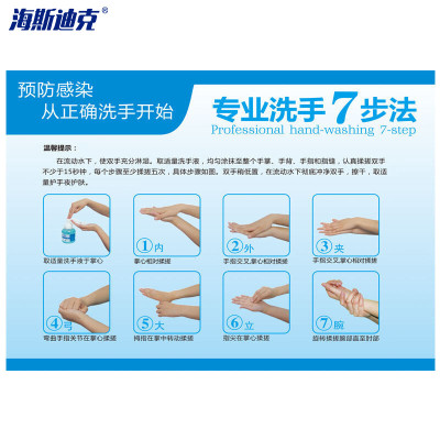 海斯迪克 HK-681 诊所洗手标识牌 七步洗手法墙贴 医院病毒宣传海报标示标识 经典款一20×30cmcm