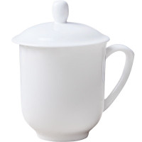 茶杯 办公杯陶瓷杯纯白骨瓷盖杯商务会议杯宾馆酒店开会水杯