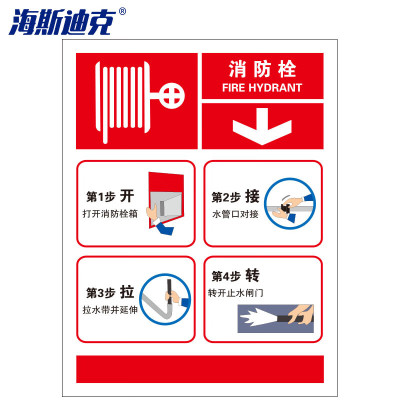 海斯迪克 消防栓使用标识贴(消防栓)不干胶3张 20*26cm消防栓使用标识2 HK-57