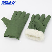 海斯迪克 加绒加厚棉手套 冷库户外冬季防寒保暖手套 全指劳保手套HKSY-87 绿色10双