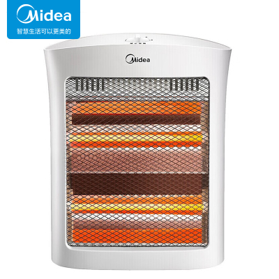美的(Midea)家用电暖器暖气暗光远红外电热扇烤火炉 立式节能速热电暖风机暖手宝 白色款NS8-15D