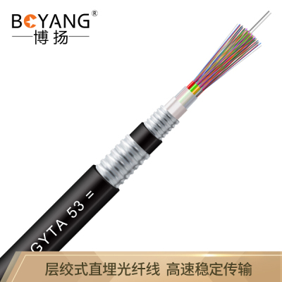 博扬(BOYANG)BY-GYTA53-96B1.3重铠地埋96芯单模室外光缆GYTA53层绞式直埋光纤100米可定制长