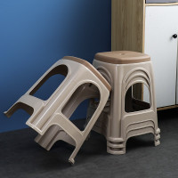 茶花 塑料凳子经典升级款家用休闲塑料高凳餐椅子板凳方凳 北欧咖