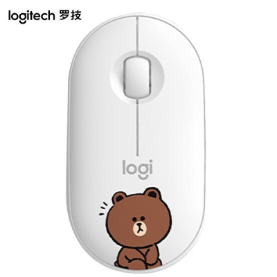 罗技(Logitech)Pebble鹅卵石简约轻薄无线双重连接蓝牙鼠标 布朗熊