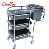 超宝(CHAOBAO) 餐盘收集车 D-016 不锈钢 移动收餐车 推车 置物架 收碗车